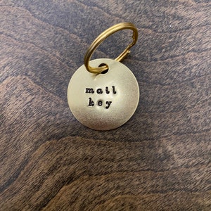 2 pack Mail Key Labels - Clearly Mark Your Mailbox Keys - Brass Key Tag Markers - Metal Keychain IDs - PO Box Vacation Rental BnB