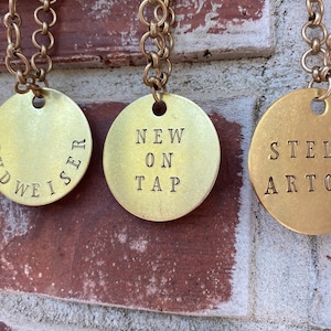 Custom Beer Tap Tag | Personalized Brass Bar Keg Label | Beer On Tap Handle Circle ID | Metal Identifier Marker | Make Your Own Beverage Tag