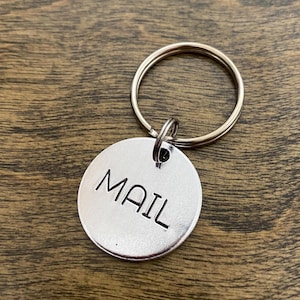 Mail Key Label Silver-Color Keychains - All Caps Identifier Tags, Metal Key Organization, Key ID, Aluminum Hand-Stamped Vacation Rental BnB