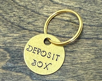 Etiqueta de llavero de caja de seguridad de latón / Etiqueta de caja de seguridad de estilo vintage / Identificador de llave personalizado / Etiqueta de identificación de llave