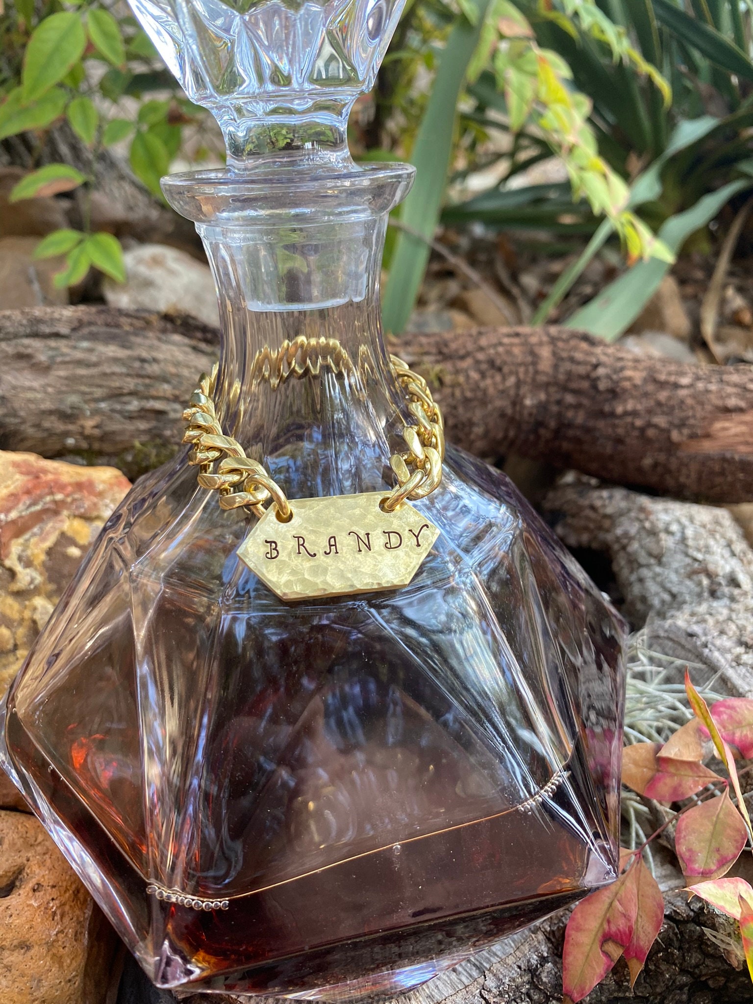 Liquor Decanter Tags Customizable Hand-stamped Hammered Thick Brass ...