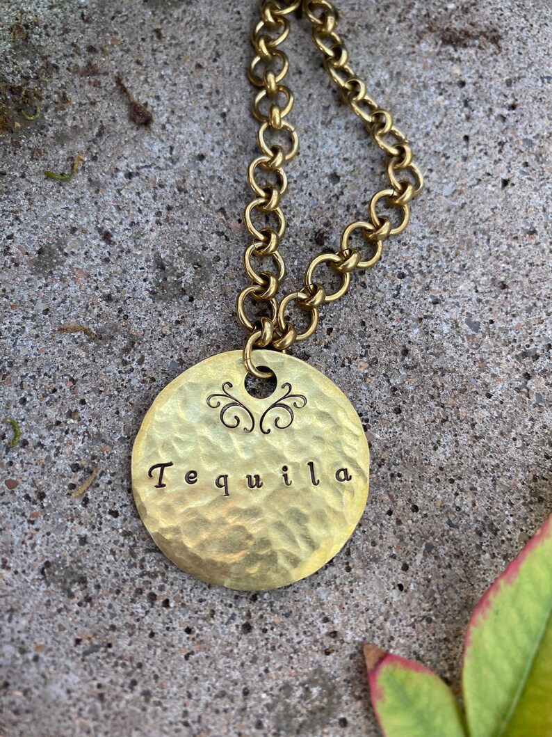 Liquor Decanter Tags Customizable Sets Baroque Handstamped Hammered