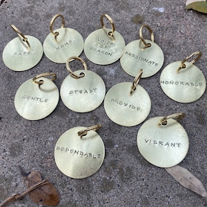 Tag Words For Keychains Custom Key Tags - Text on Both Sides, Brass Hand-stamped, Double-sided ...