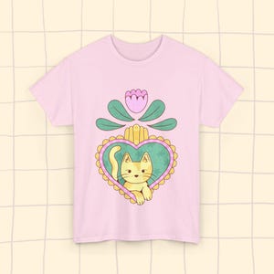 Sacred Kitty Tee / Cat lovers shirt / Plant and nature t-shirt