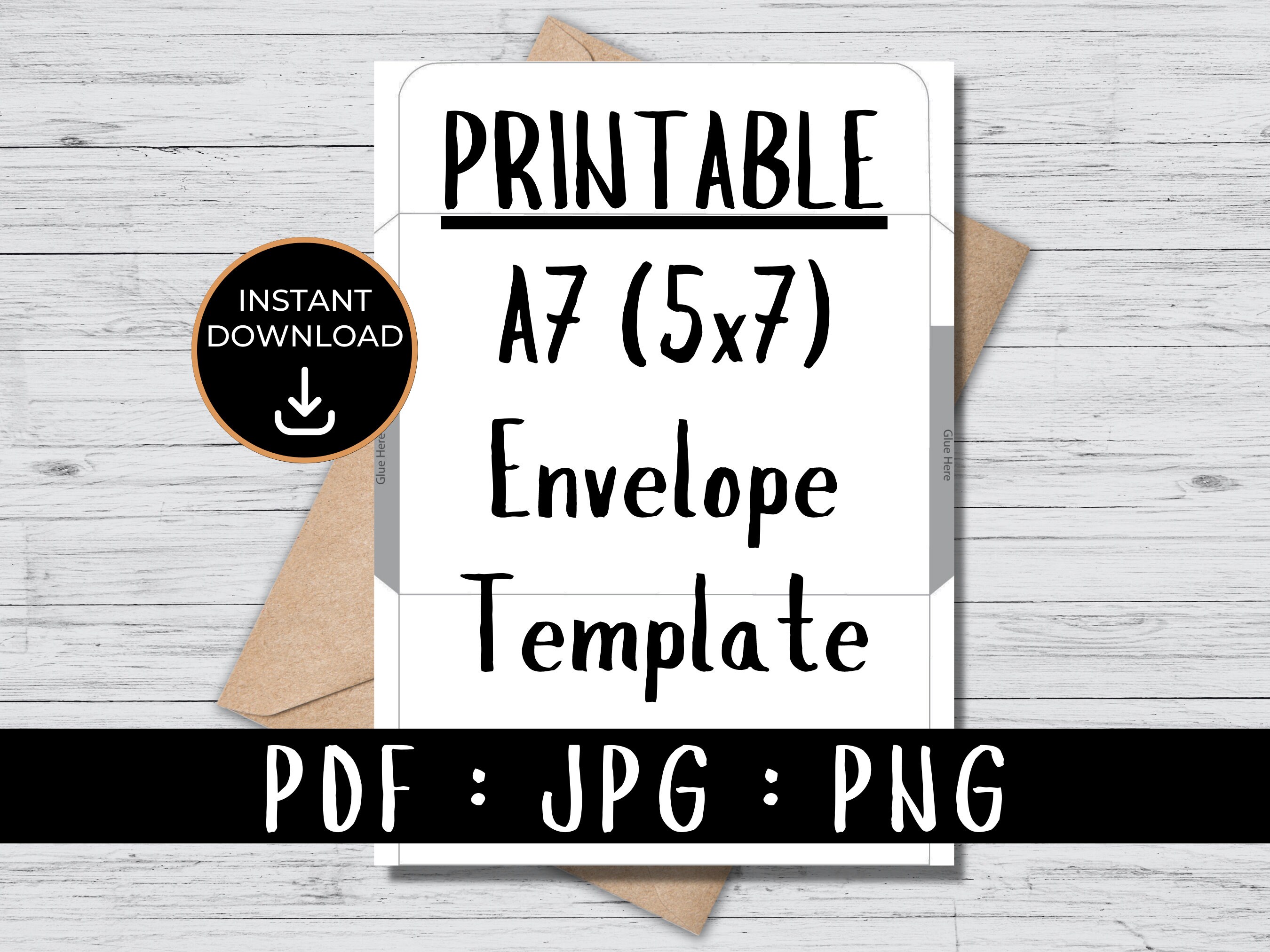 Printable Envelope Template, A7 Size for 5x7 Greeting Cards, PDF/JPG ...