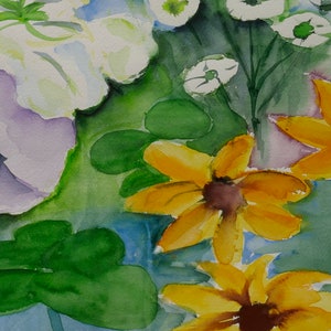 Watercolor Painting, Flowers, Colorful Art, Original signed. image 7