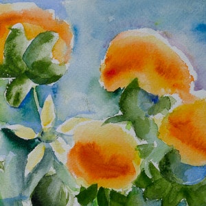 Watercolor Painting of Orange Thistles, Summerflowers image 4