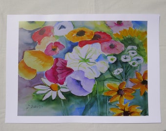Artprint of Watercolor Flower Carpet,
