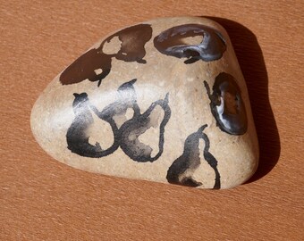 Painted River Stone, Pears and Apples, Collectors Item,