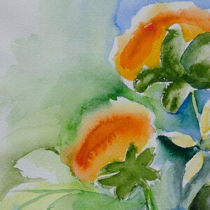 Watercolor Painting of Orange Thistles, Summerflowers image 3
