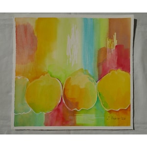 Original Watercolor Abstract, Spring Poetrie and Fruit