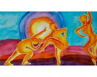 Watercolor Painting Sundance, Abstract Figures