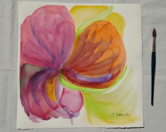 Watercolor Wild Flower,  abstract Painting