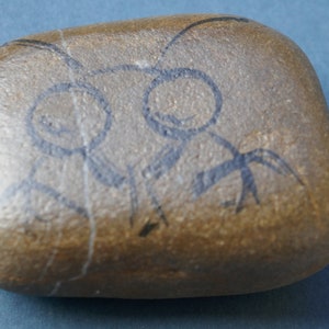 Painted Stone, Butterfly on Beach Stone, Golden Wings, Insect image 5