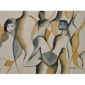 formas corporais em aquarela, arte abstrata