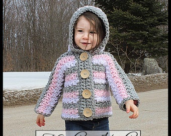 Crochet Sweater Pattern - Sassy Stripes Sweater/ Pattern #83. Instant PDF Download - Includes 8 sizes from 18 month to 14 years.