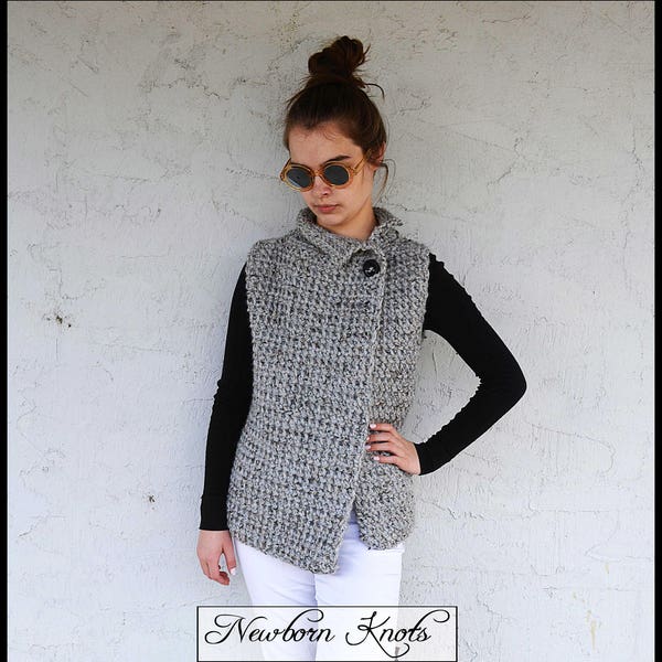 Crochet Vest Pattern - The Sherwood Vest/ Pattern number 084. Instant PDF Download - Includes 7 sizes up to 16 years.