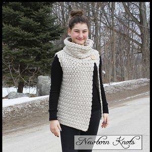 Crochet Pattern Vest Textured Cowl Neck Vest/pattern 86. 6 - Etsy Canada