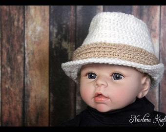 CROCHET PATTERN Baby Fedora Hat - Baby Funky Fedora/ Pattern number 061. With 6 sizes up to 5 years - Instant PDF Download