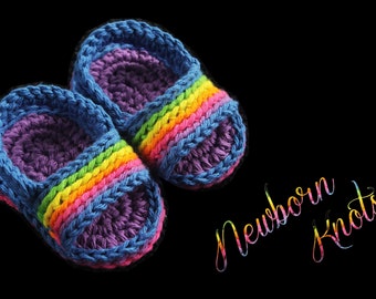 Crochet Baby Sandals Pattern - Pin Stripe Baby Flip Flops/ Pattern number 051. Instant PDF Download - Includes 3 sizes up to 12 months.