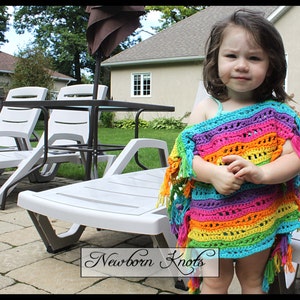 Crochet Pattern Poncho Rainbow River Bathing Poncho or Bathing Suit Cover/ Pattern 79. Instant PDF Download Includes 4 sizes up to 2 yr image 4