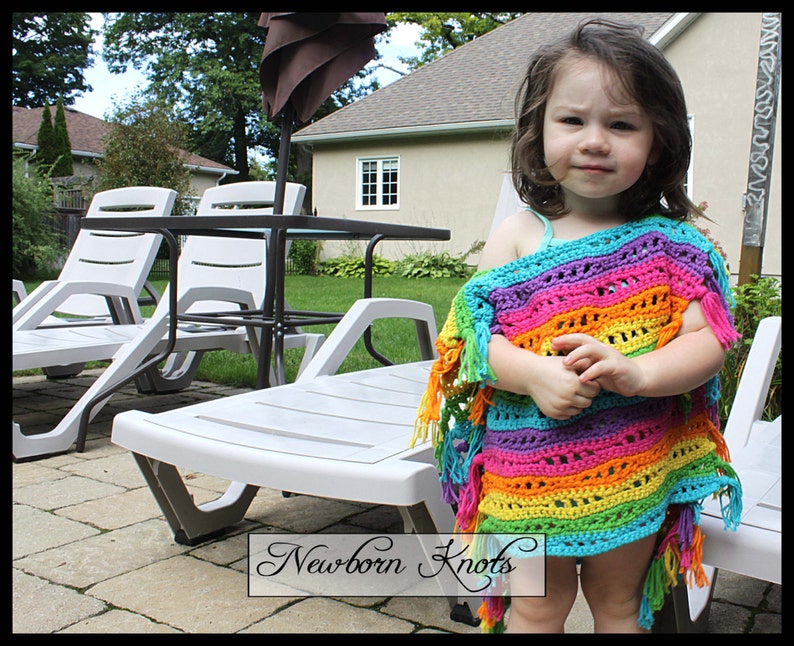 Crochet Pattern Poncho Rainbow River Bathing Poncho or Bathing Suit Cover/ Pattern 79. Instant PDF Download Includes 4 sizes up to 2 yr image 4