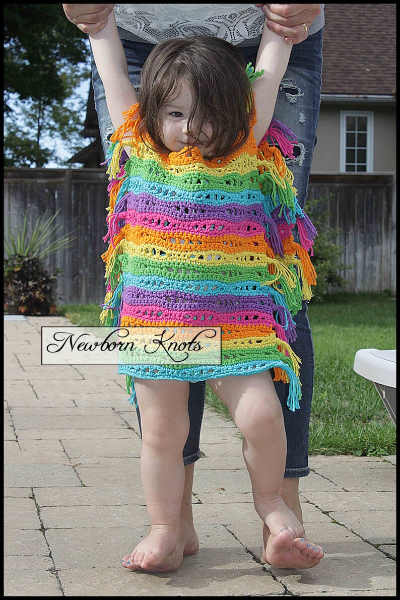 Crochet Pattern Poncho Rainbow River Bathing Poncho or Bathing Suit Cover/ Pattern 79. Instant PDF Download Includes 4 sizes up to 2 yr image 5