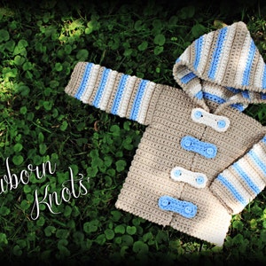 Crochet Baby Sweater Pattern Boy or Girl Striped Hoodie Sweater/Cardigan. Pattern 27. Instant Download Includes 4 sizes up to 2 years image 6