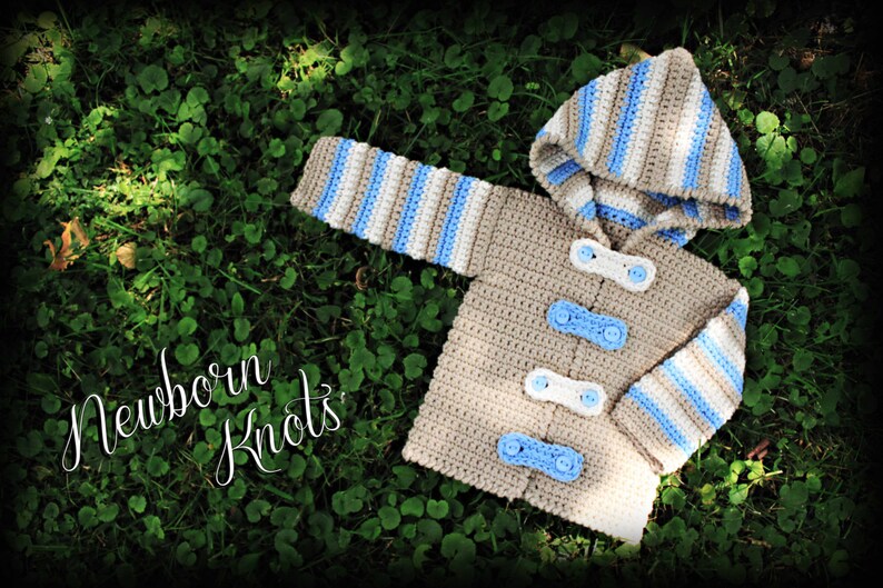 Crochet Baby Sweater Pattern Boy or Girl Striped Hoodie Sweater/Cardigan. Pattern 27. Instant Download Includes 4 sizes up to 2 years image 6