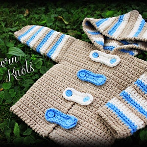 Crochet Baby Sweater Pattern Boy or Girl Striped Hoodie Sweater/Cardigan. Pattern 27. Instant Download Includes 4 sizes up to 2 years image 5