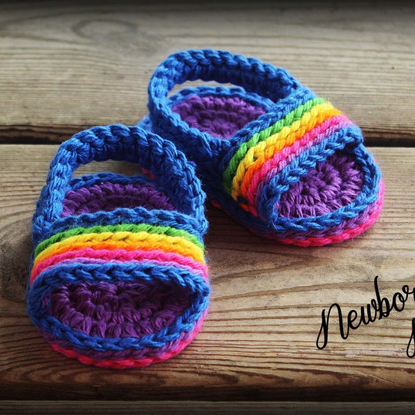 Crochet Pattern Baby Sandals - Pin Stripe Baby Flip Flops. Pattern #51. Instant PDF Download - Includes 3 sizes up to 12 months.