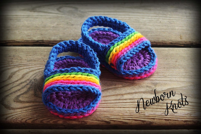 Crochet Pattern Baby Sandals Pin Stripe Baby Flip Flops. Pattern 51. Instant PDF Download Includes 3 sizes up to 12 months. image 1