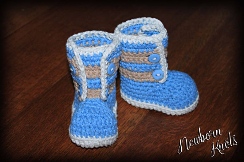 Crochet Pattern Baby Booties Boys or Girls Striped Button up Booties/ Pattern number 31. 3 sizes up to 1 year Instant PDF Download image 5