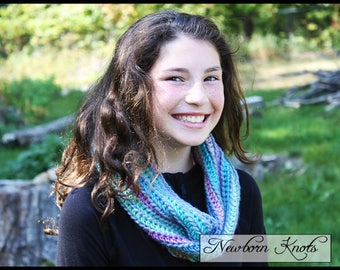 Crochet Pattern Cowl - Unforgettable Ridges Cowl-Infinity Scarf/ Pattern #93. Instant PDF Download - Includes 4 sizes from toddler to adult.
