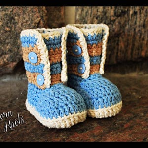 Crochet Pattern Baby Booties Boys or Girls Striped Button up Booties/ Pattern number 31. 3 sizes up to 1 year Instant PDF Download image 1