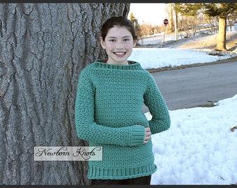 Crochet Pattern Sweater - Apricity Pullover Sweater/ Pattern number 0100. Instant PDF Download - Includes 16 sizes up to adult 2XLarge.