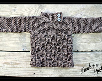 CROCHET PATTERN Sweater - Baby Sweater with Basket Weave/ Pattern number 008. Includes 4 sizes up to 2 years - Instant PDF Download