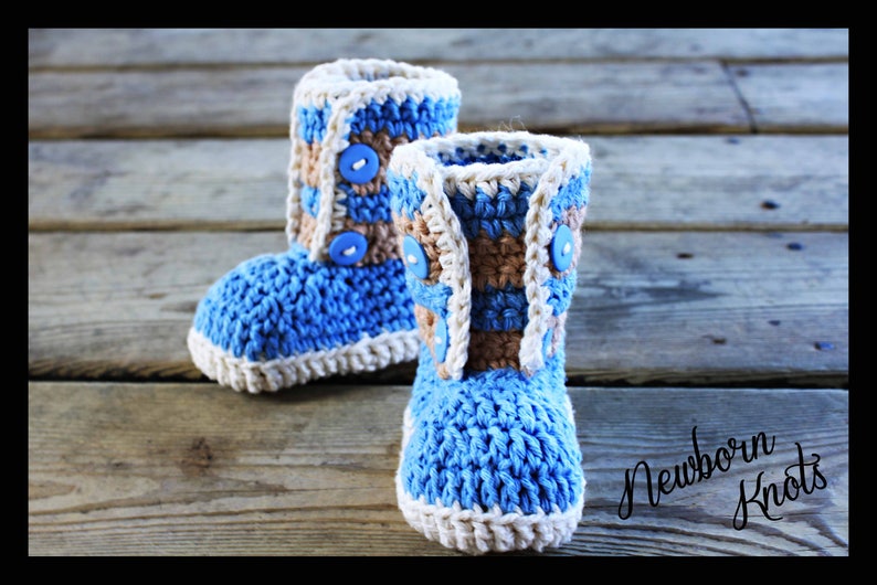 Crochet Pattern Baby Booties Boys or Girls Striped Button up Booties/ Pattern number 31. 3 sizes up to 1 year Instant PDF Download image 4