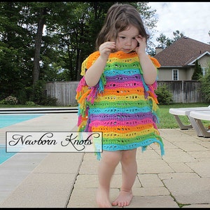 Crochet Pattern Poncho Rainbow River Bathing Poncho or Bathing Suit Cover/ Pattern 79. Instant PDF Download Includes 4 sizes up to 2 yr image 3