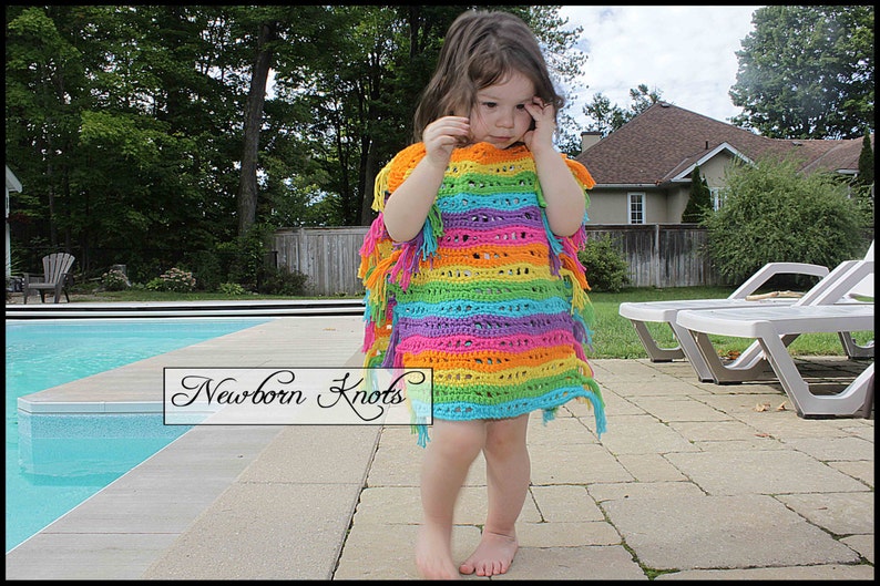 Crochet Pattern Poncho Rainbow River Bathing Poncho or Bathing Suit Cover/ Pattern 79. Instant PDF Download Includes 4 sizes up to 2 yr image 3