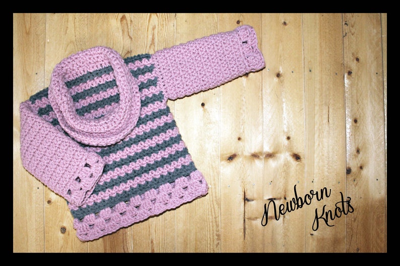 CROCHET PATTERN Baby Sweater Baby Sweater with Cowl Neck/ Pattern 7. Instant PDF Download Includes 4 sizes up to 24 months. image 5