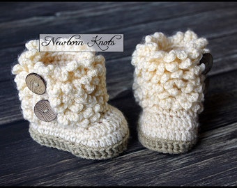 Crochet Pattern Baby Booties - Faux Fur Baby Booties/ Pattern #73. Instant PDF Download - Includes 3 sizes up to 12 months.