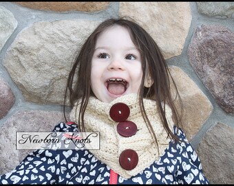 Crochet Pattern Cowl -Apricity Button Up Cowl/ Pattern number 0103. Instant PDF Download - Includes 5 sizes up to adult.