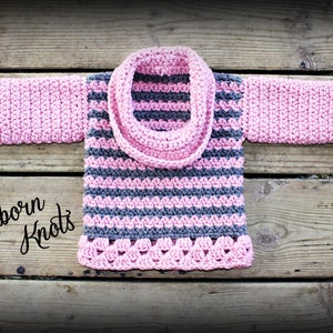 CROCHET PATTERN Baby Sweater Baby Sweater with Cowl Neck/ Pattern 7. Instant PDF Download Includes 4 sizes up to 24 months. image 3