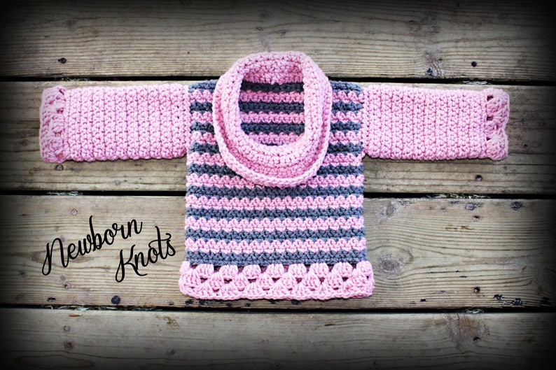 CROCHET PATTERN Baby Sweater Baby Sweater with Cowl Neck/ Pattern 7. Instant PDF Download Includes 4 sizes up to 24 months. image 3