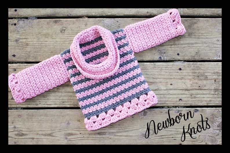 CROCHET PATTERN Baby Sweater Baby Sweater with Cowl Neck/ Pattern 7. Instant PDF Download Includes 4 sizes up to 24 months. image 1