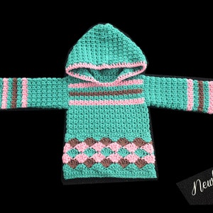 CROCHET PATTERN Hooded Sweater Baby Boy or Girls Pullover Hooded Sweater/ Pattern number 48. 4 sizes up to 2 year Instant PDF Download image 5