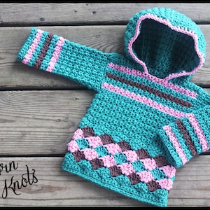 CROCHET PATTERN Hooded Sweater Baby Boy or Girls Pullover Hooded Sweater/ Pattern number 48. 4 sizes up to 2 year Instant PDF Download image 1