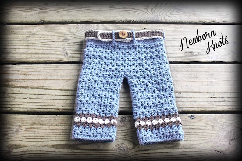 CROCHET PATTERN Baby Pants Boys or Girls Diamond Stripe Baby Pants/ Pattern number 050. Includes 5 sizes up to 2 year-Instant PDF Download image 1