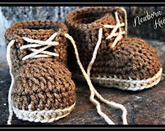 Crochet Pattern Baby Booties - Boys or Girls Baby Work Booties/ Pattern #11. Instant PDF Download - Includes 3 sizes up to 12 months.